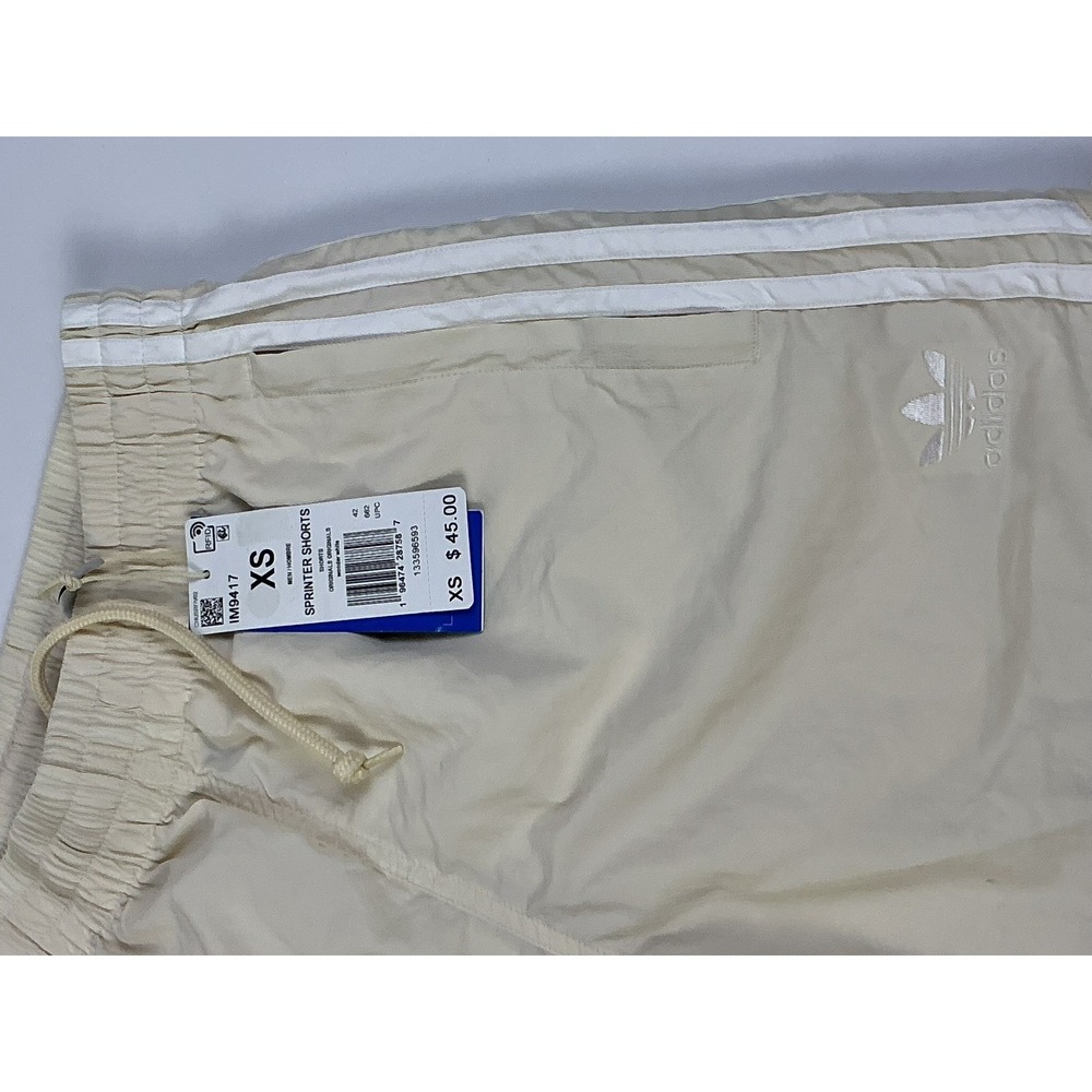 Adidas Originals Men's XS Sprinter Shorts Cream White 3 Stripe New With Tags - Picture 6 of 12